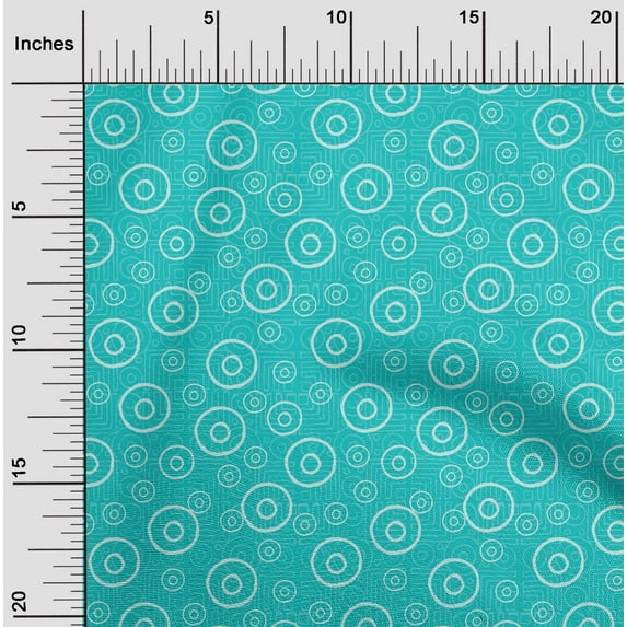 oneOone Viscose Chiffon Fabric Geometric & Circle Block Print Fabric By The Yard 42 Inch Wide