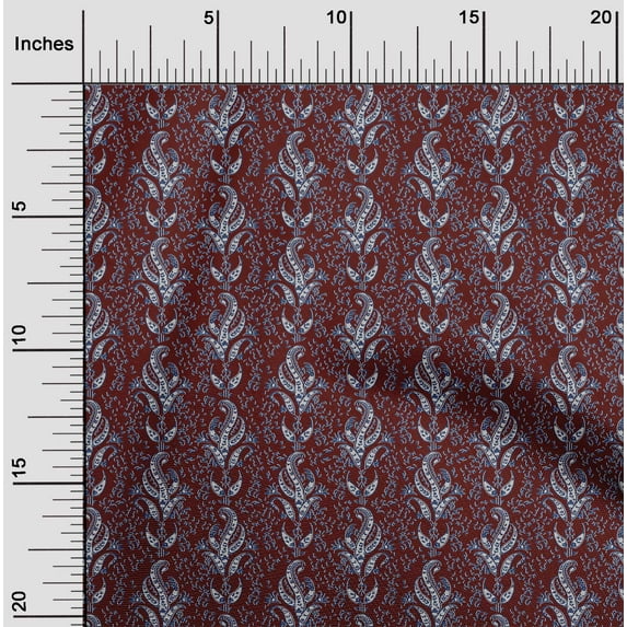 oneOone Viscose Chiffon Fabric Leaves Block Print Fabric BTY 42 Inch Wide