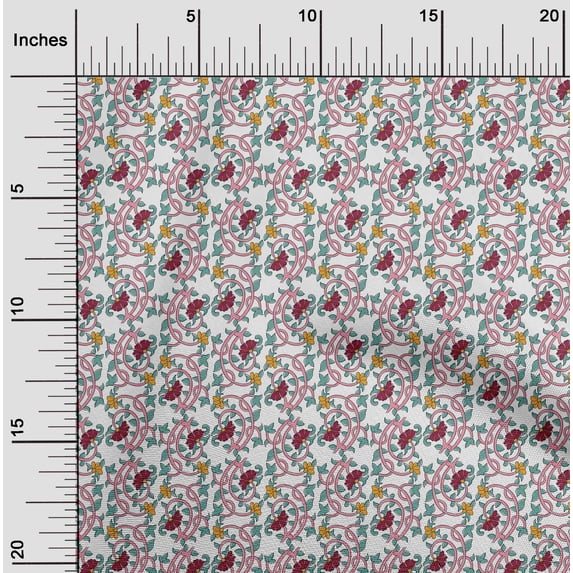 oneOone Viscose Chiffon Fabric Leaves & Floral Block Fabric Prints By Yard 42 Inch Wide