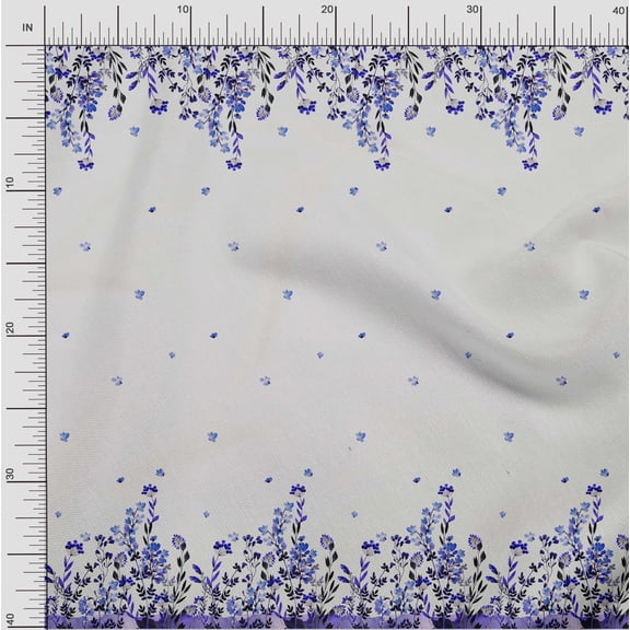 oneOone Viscose Chiffon Fabric Leaves & Flower Panel Print Fabric BTY 42 Inch Wide