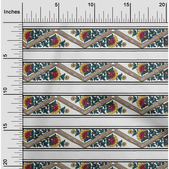 oneOone Viscose Chiffon Fabric Stripe|Chevron & Floral Block Decor Fabric Printed BTY 42 Inch Wide