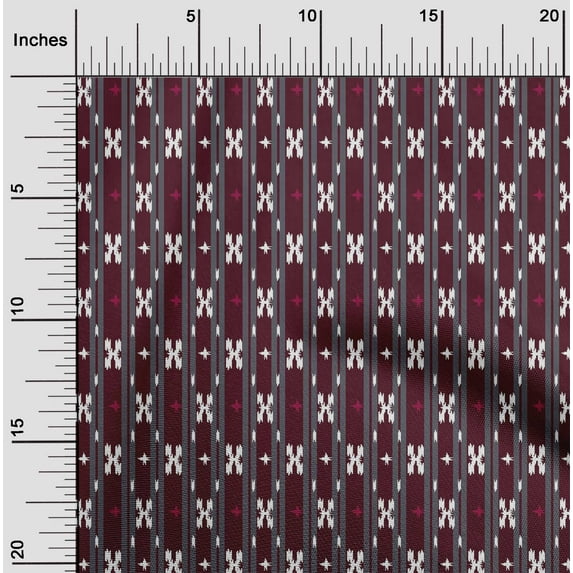 oneOone Viscose Chiffon Fabric Stripe & Geometric Kasuri Fabric Prints By Yard 42 Inch Wide