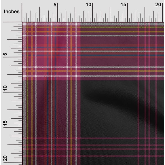 oneOone Viscose Chiffon Fabric Tartan Check Printed Fabric 1 Yard 42 Inch Wide