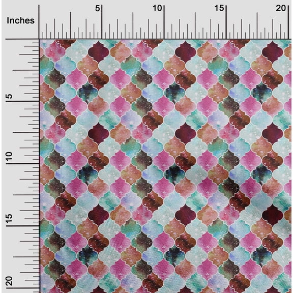 oneOone Viscose Chiffon Fabric Textured Moroccan Geometric Print Fabric BTY 42 Inch Wide