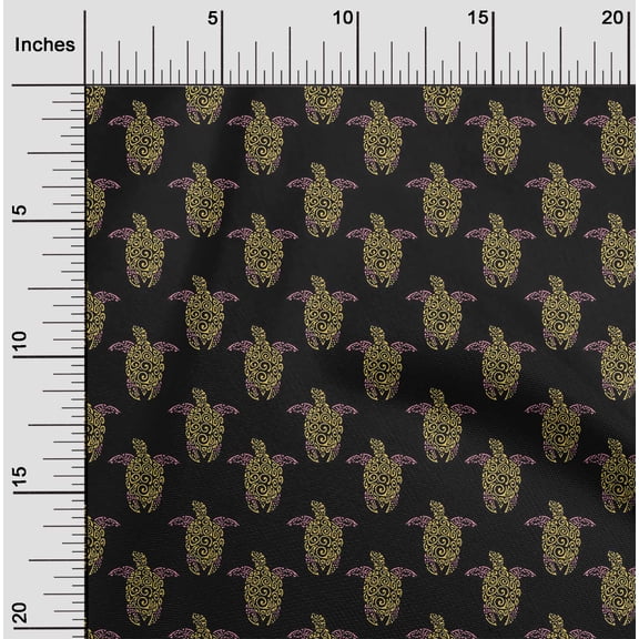oneOone Viscose Chiffon Fabric Turtle Block Printed Craft Fabric BTY 42 Inch Wide