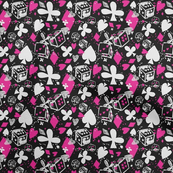 oneOone Viscose Chiffon Fuschia Pink Fabric Poker Card Sewing Material Print Fabric By The Yard 42 Inch Wide