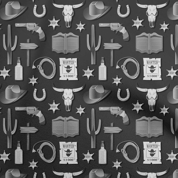 oneOone Viscose Chiffon Gray Fabric Cowboy Diy Clothing Quilting Fabric Print Fabric By Yard 42 Inch Wide-aA