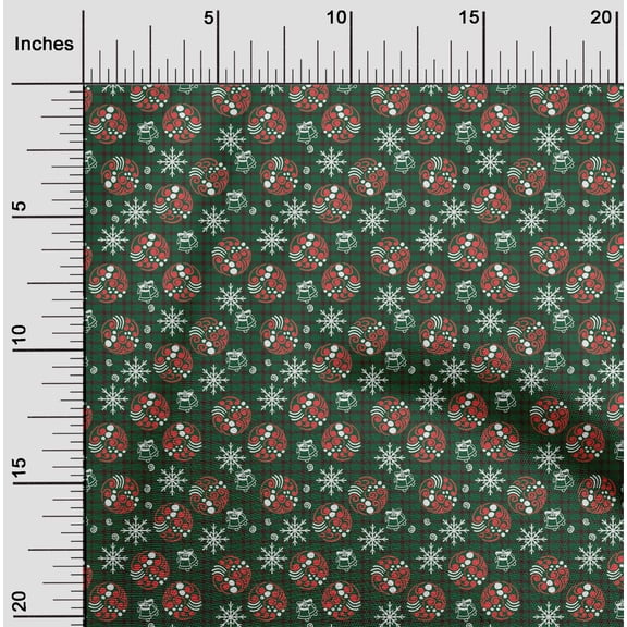 oneOone Viscose Chiffon Green Fabric Christmas Sewing Material Print Fabric By The Yard 42 Inch Wide - IK