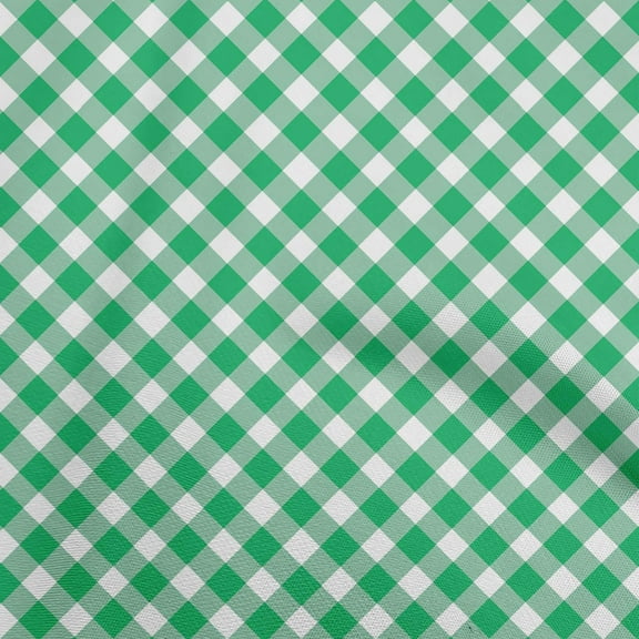 oneOone Viscose Chiffon Green Fabric Gingham Check Quilting Supplies Print Sewing Fabric By The Yard 42 Inch Wide