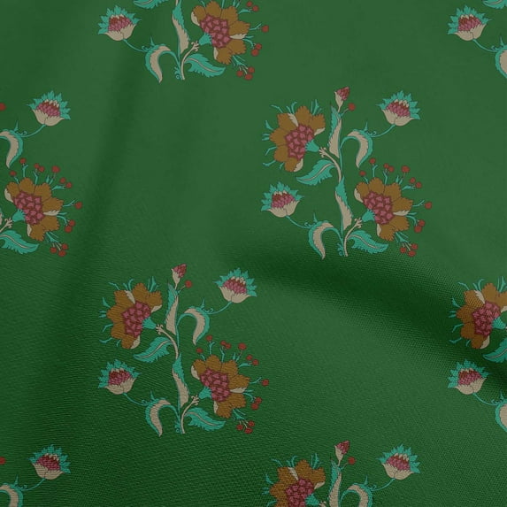 oneOone Viscose Chiffon Green Fabric Leaves & Clover Sewing Fabric By The Yard Printed Diy Clothing Sewing Supplies 42 Inch Wide