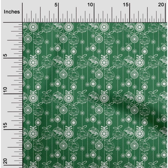 oneOone Viscose Chiffon Green Fabric Merry Christmas Craft Projects Decor Fabric Printed By The Yard 42 Inch Wide-46X