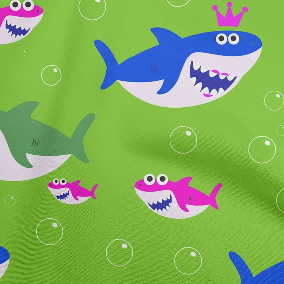 oneOone Viscose Chiffon Green Fabric Shark Print Kids Craft Projects Decor Fabric Printed By The Yard 42 Inch Wide