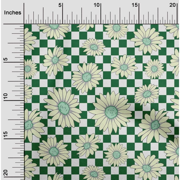 oneOone Viscose Chiffon Green Fabric Sunflower Floral Sewing Craft Projects Fabric Prints By Yard 42 Inch Wide