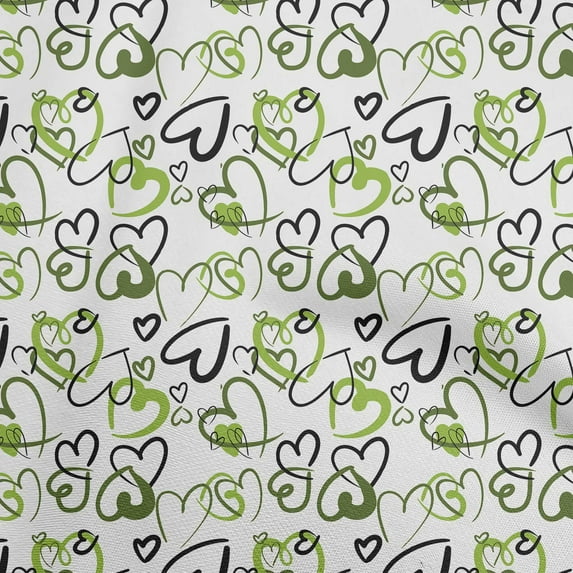 oneOone Viscose Chiffon Green Fabric Valentine Heart Quilting Supplies Print Sewing Fabric By The Yard 42 Inch Wide