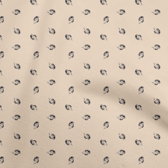 oneOone Viscose Chiffon Light Beige Fabric Sea Shells Sewing Material Print Fabric By The Yard 42 Inch Wide