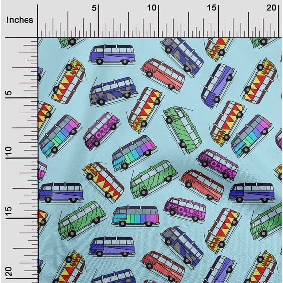 oneOone Viscose Chiffon Light Blue Fabric Bus Fabric For Sewing Printed Craft Fabric By The Yard 42 Inch Wide-VDW