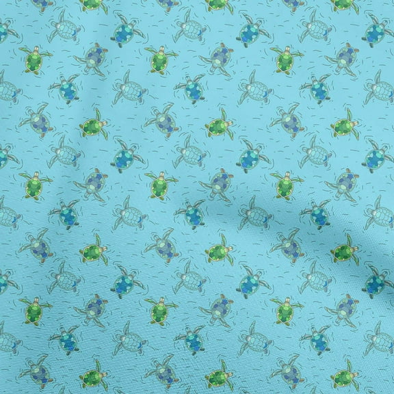 oneOone Viscose Chiffon Light Blue Fabric Ocean Turtles Sewing Fabric By The Yard Printed Diy Clothing Sewing Supplies 42 Inch Wide