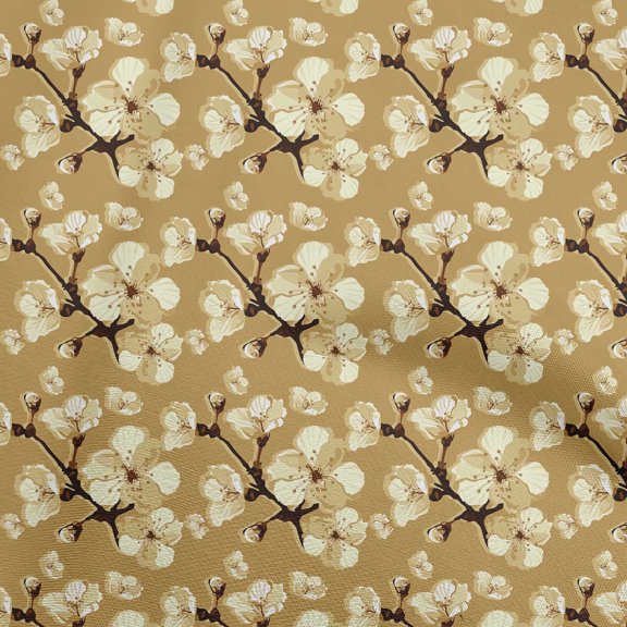 oneOone Viscose Chiffon Light Brown Fabric Asian Chinese Floral Sewing Fabric By The Yard Printed Diy Clothing Sewing Supplies 42 Inch Wide