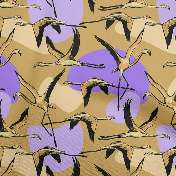 oneOone Viscose Chiffon Light Brown Fabric Flamingo Craft Projects Decor Fabric Printed By The Yard 42 Inch Wide