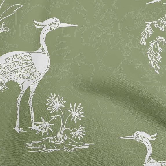 oneOone Viscose Chiffon Light Green Fabric Asian Japanese Floral Birds With Plants Sewing Material Print Fabric By The Yard 42 Inch Wide