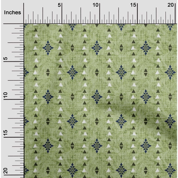 oneOone Viscose Chiffon Light Green Fabric Texture & Triangle Geometric Sewing Fabric By The Yards Printed Diy Clothing Sewing Supplies 42 Inches Wide