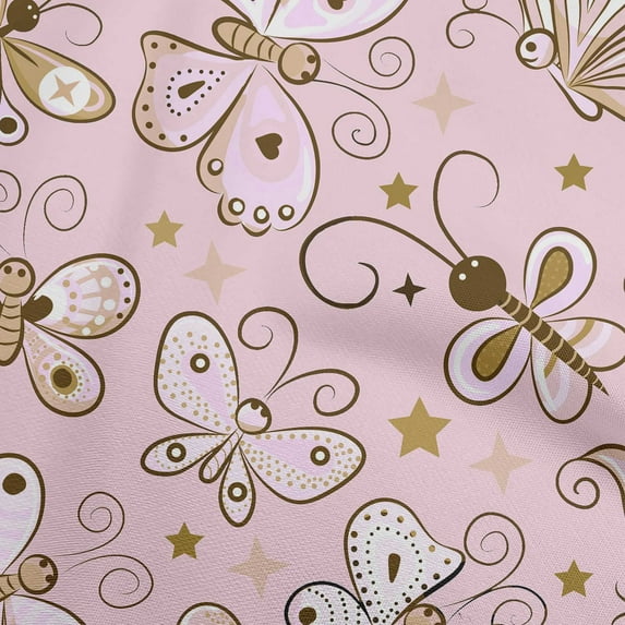 oneOone Viscose Chiffon Light Pink Fabric Butterflies Sewing Material Print Fabric By The Yard 42 Inch Wide-2J