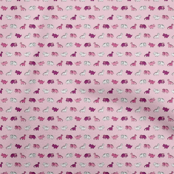 oneOone Viscose Chiffon Light Pink Fabric Colorful Dinosaur Cartoon Diy Clothing Quilting Fabric Print Fabric By Yard 42 Inch Wide