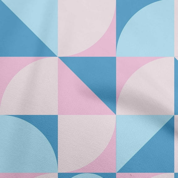 oneOone Viscose Chiffon Light Pink Fabric Geometric Square With Circles Fabric For Sewing Printed Craft Fabric By The Yard 42 Inch Wide