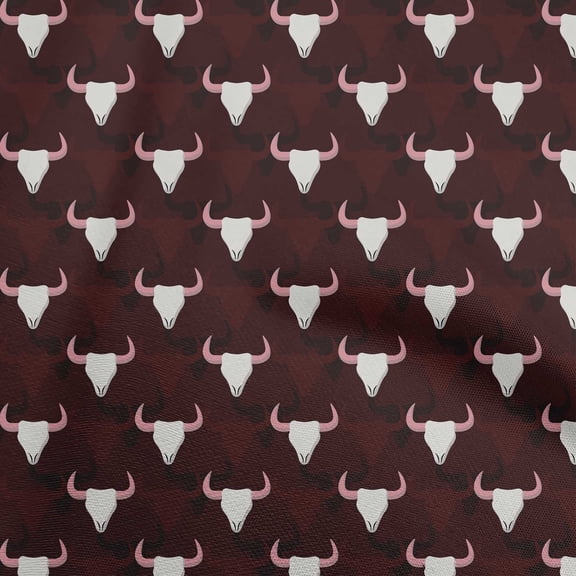 oneOone Viscose Chiffon Maroon Fabric Cowboy Fabric For Sewing Printed Craft Fabric By The Yard 42 Inch Wide-aA