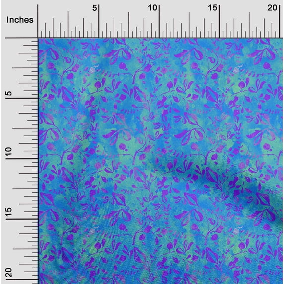 oneOone Viscose Chiffon Medium Blue Fabric Batik Fabric For Sewing Printed Craft Fabric By The Yard 42 Inch Wide