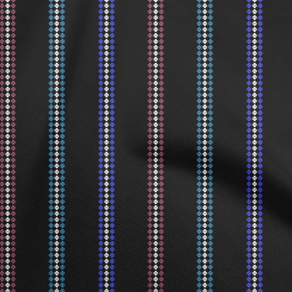 oneOone Viscose Chiffon Medium Blue Fabric Geometrical Stripes Sewing Material Print Fabric By The Yard 42 Inch Wide