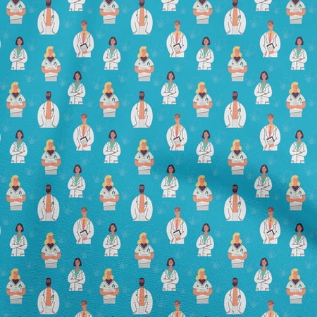 oneOone Viscose Chiffon Medium Blue Fabric Medical Virus Quilting Supplies Print Sewing Fabric By The Yard 42 Inch Wide