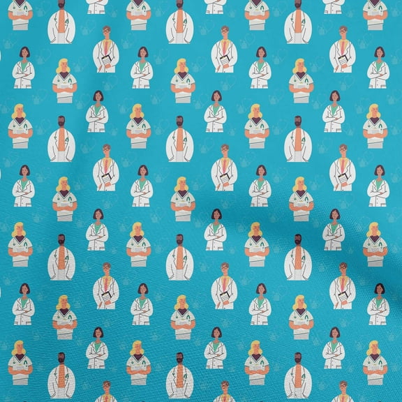 oneOone Viscose Chiffon Medium Blue Fabric Medical Virus Quilting Supplies Print Sewing Fabric By The Yard 42 Inch Wide