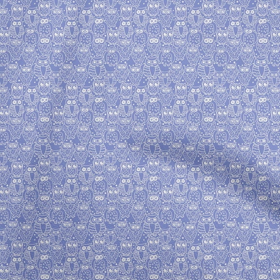 oneOone Viscose Chiffon Medium Blue Fabric Owl Diy Clothing Quilting Fabric Print Fabric By Yard 42 Inch Wide