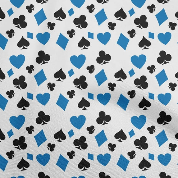 oneOone Viscose Chiffon Medium Blue Fabric Poker Card Sewing Material Print Fabric By The Yard 42 Inch Wide