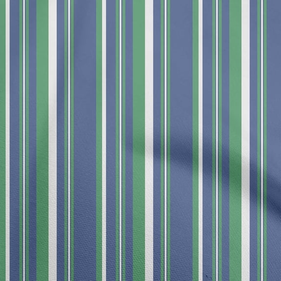oneOone Viscose Chiffon Medium Blue Fabric Stripes Sewing Material Print Fabric By The Yard 42 Inch Wide-ZB