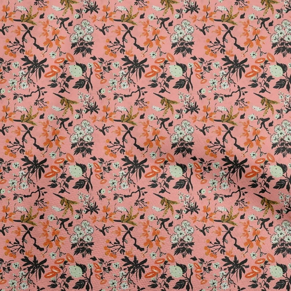 oneOone Viscose Chiffon Medium Pink Fabric Asian Japanese Floral Fabric For Sewing Printed Craft Fabric By The Yard 42 Inch Wide