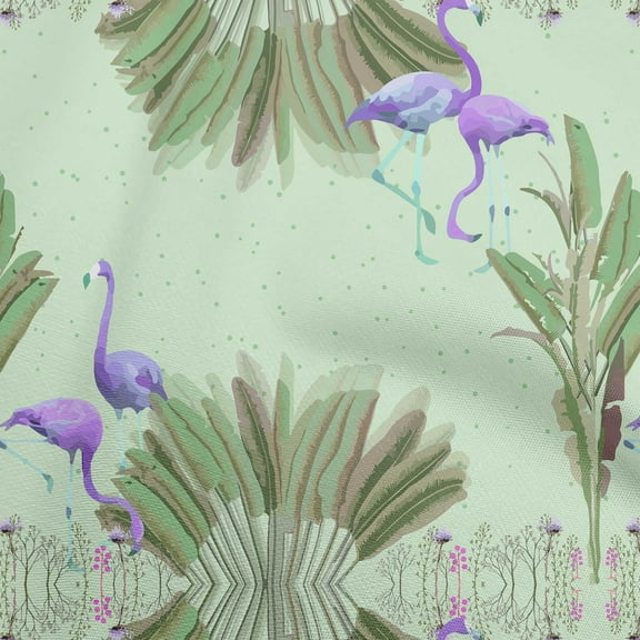oneOone Viscose Chiffon Mint Fabric Tropical Flamingo Fabric For Sewing Printed Craft Fabric By The Yard 42 Inch Wide