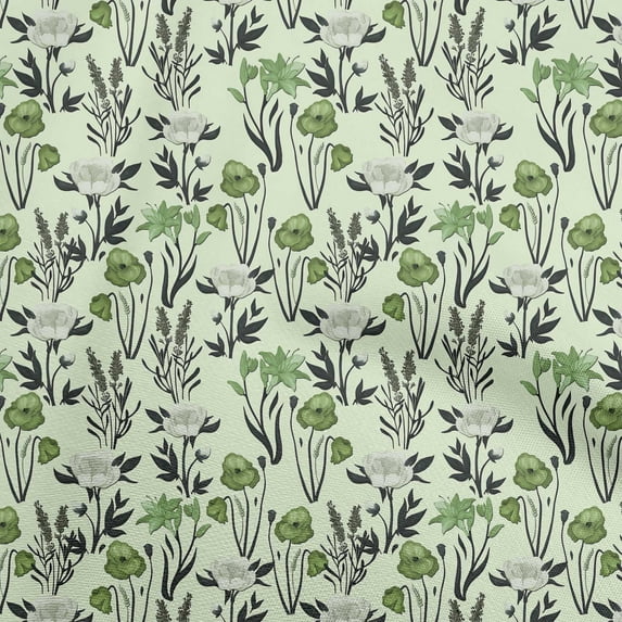 oneOone Viscose Chiffon Mint Green Fabric Floral Dress Material Fabric Print Fabric By The Yard 42 Inch Wide