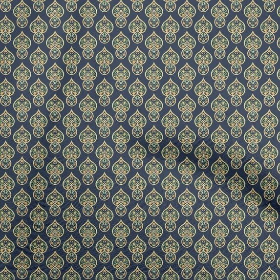 oneOone Viscose Chiffon Navy Blue Fabric Asian Floral Tiles Dress Material Fabric Print Fabric By The Yard 42 Inch Wide