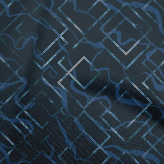 oneOone Viscose Chiffon Navy Blue Fabric Geometric Fabric For Sewing Printed Craft Fabric By The Yard 42 Inch Wide
