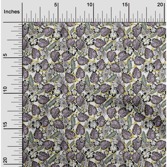 oneOone Viscose Chiffon Olive Green Fabric Leaves Quilting Supplies Print Sewing Fabric By The Yard 42 Inch Wide
