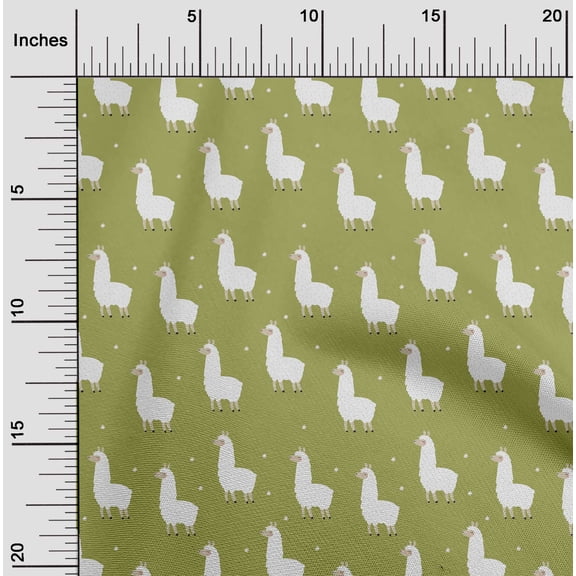 oneOone Viscose Chiffon Olive Green Fabric Sheep Dress Material Fabric Print Fabric By The Yard 42 Inch Wide