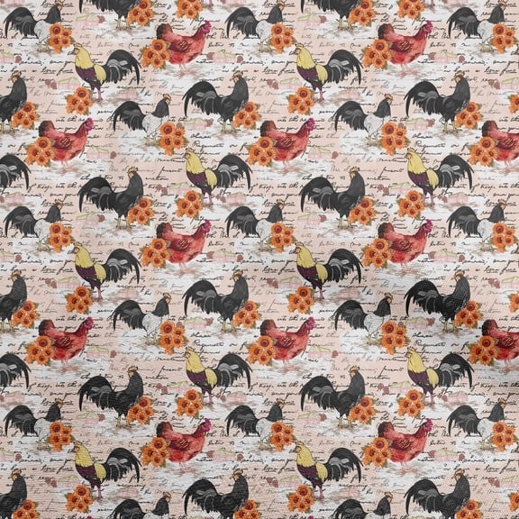 oneOone Viscose Chiffon Orange Fabric Birds Rooster Sewing Craft Projects Fabric Prints By Yard 42 Inch Wide