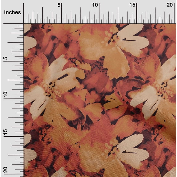 oneOone Viscose Chiffon Orange Fabric Florals Sewing Craft Projects Fabric Prints By Yard 42 Inch Wide-PU0