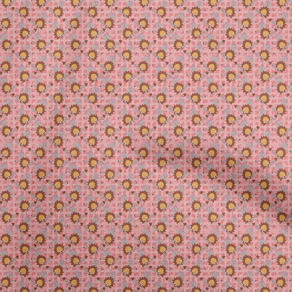 oneOone Viscose Chiffon Orange Fabric Jacobean Floral Sewing Craft Projects Fabric Prints By Yard 42 Inch Wide