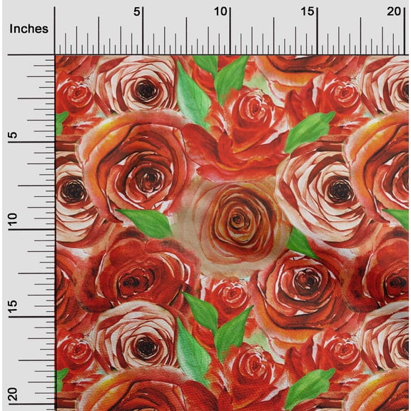 oneOone Viscose Chiffon Orange Fabric Rose Floral Quilting Supplies Print Sewing Fabric By The Yard 42 Inch Wide