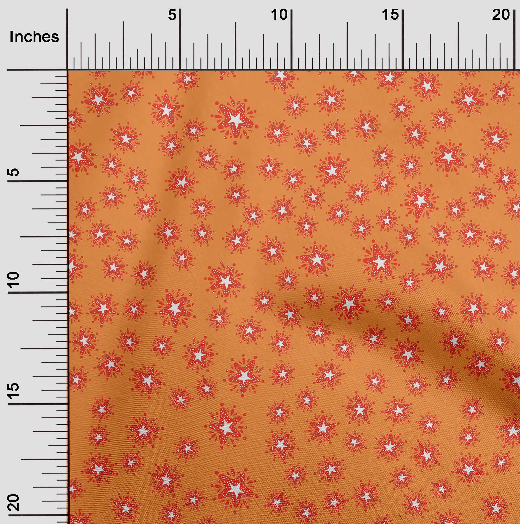 oneOone Viscose Chiffon Orange Fabric Star Christmas Craft Projects Decor Fabric Printed By The Yard 42 Inch Wide