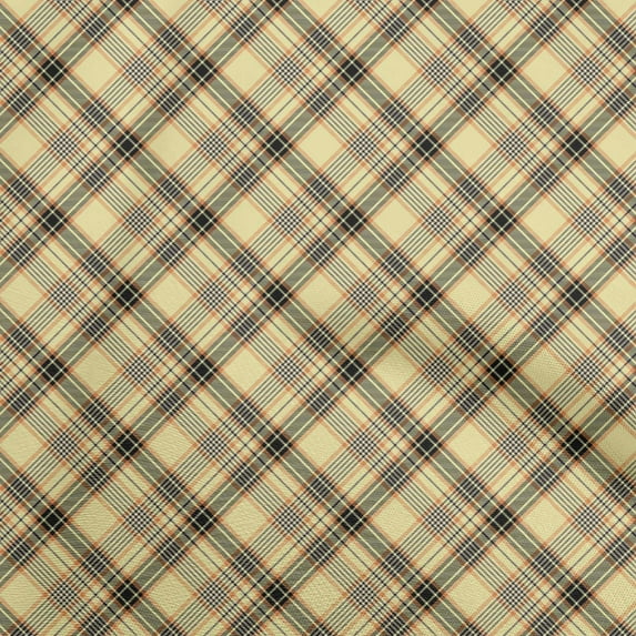 oneOone Viscose Chiffon Pale Yellow Fabric Check Diy Clothing Quilting Fabric Print Fabric By Yard 42 Inch Wide