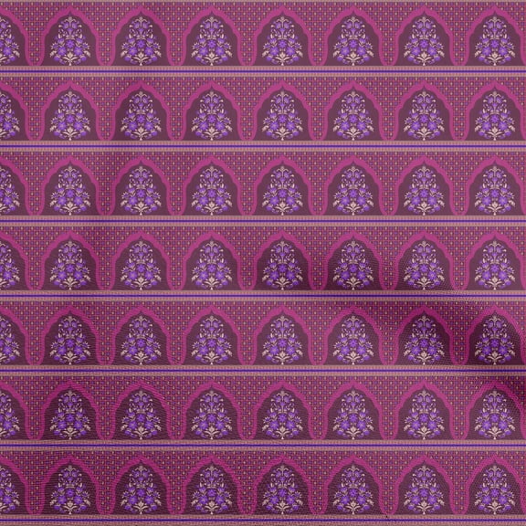 oneOone Viscose Chiffon Purple Fabric Arabic Moroccan Fabric For Sewing Printed Craft Fabric By The Yard 42 Inch Wide